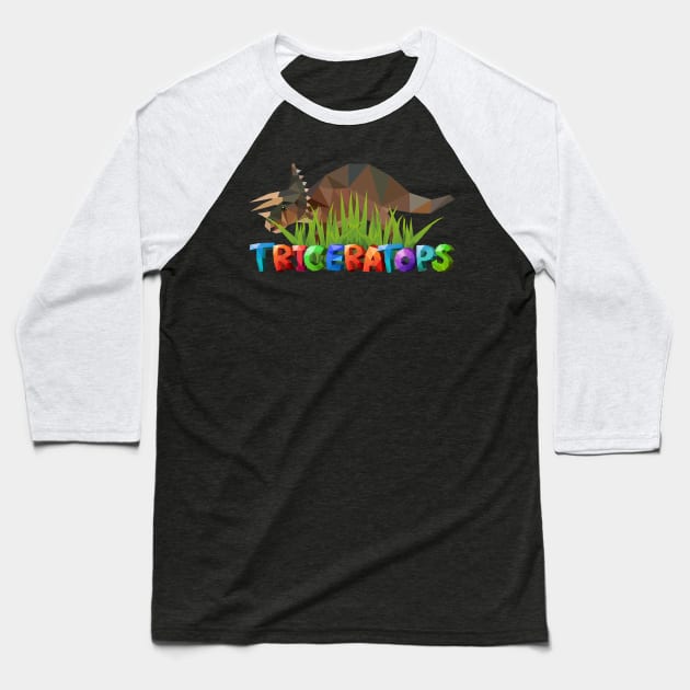 Triceratops cool Jurassic dinosaur Baseball T-Shirt by DimDom